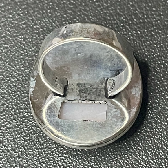 New Artisan Pink Opal Gemstone 925 Sterling Silver Tribal Shield Ring Size: 7.25 - Picture 15 of 17